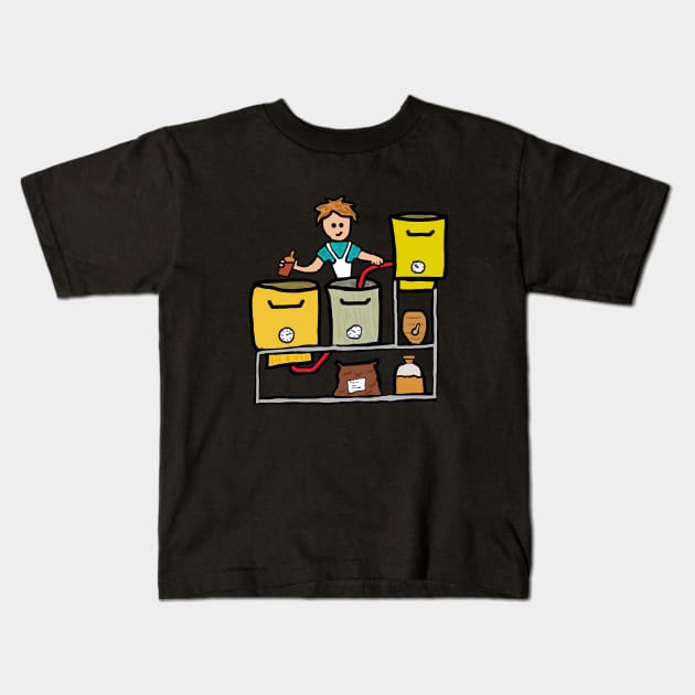 Home Brewing Kids T-Shirt by Mark Ewbie